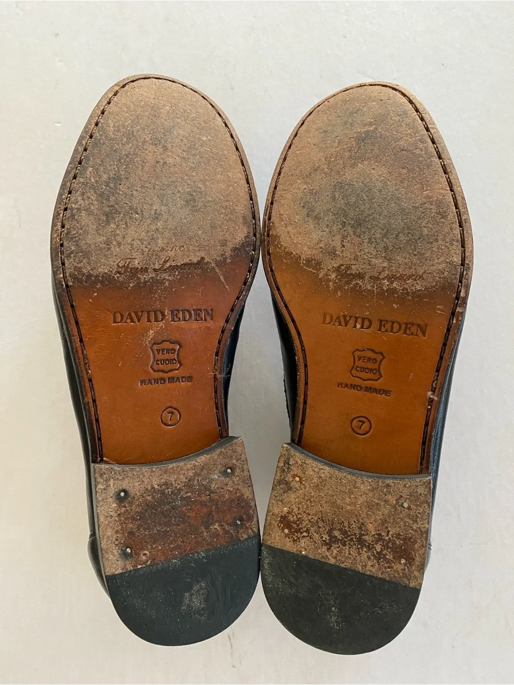 David Eden Black Fine Lizard Embossed Handmade Horsebit Loafers Size 7 Men’s